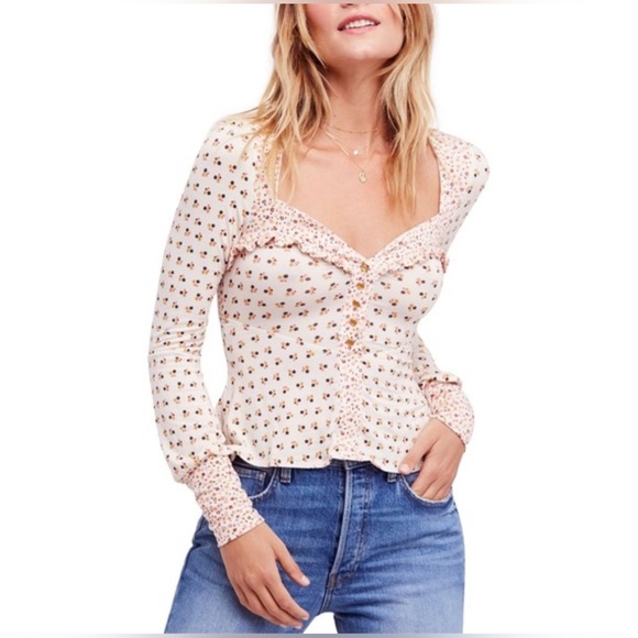 Free people medium kissing Kate top peasant coquette fancy indie core festival - Picture 1 of 3